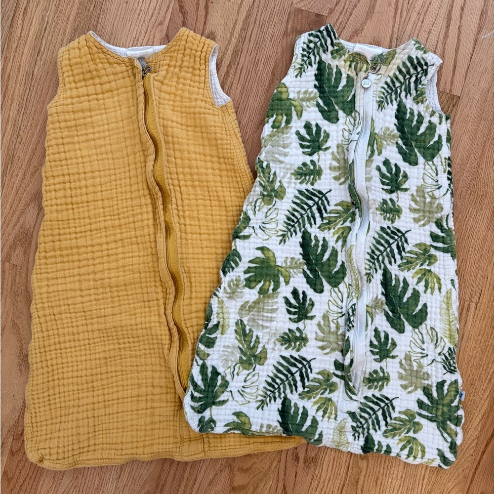 Leafy Green and Mustard Yellow Kids Pajamas Sleep Sacks